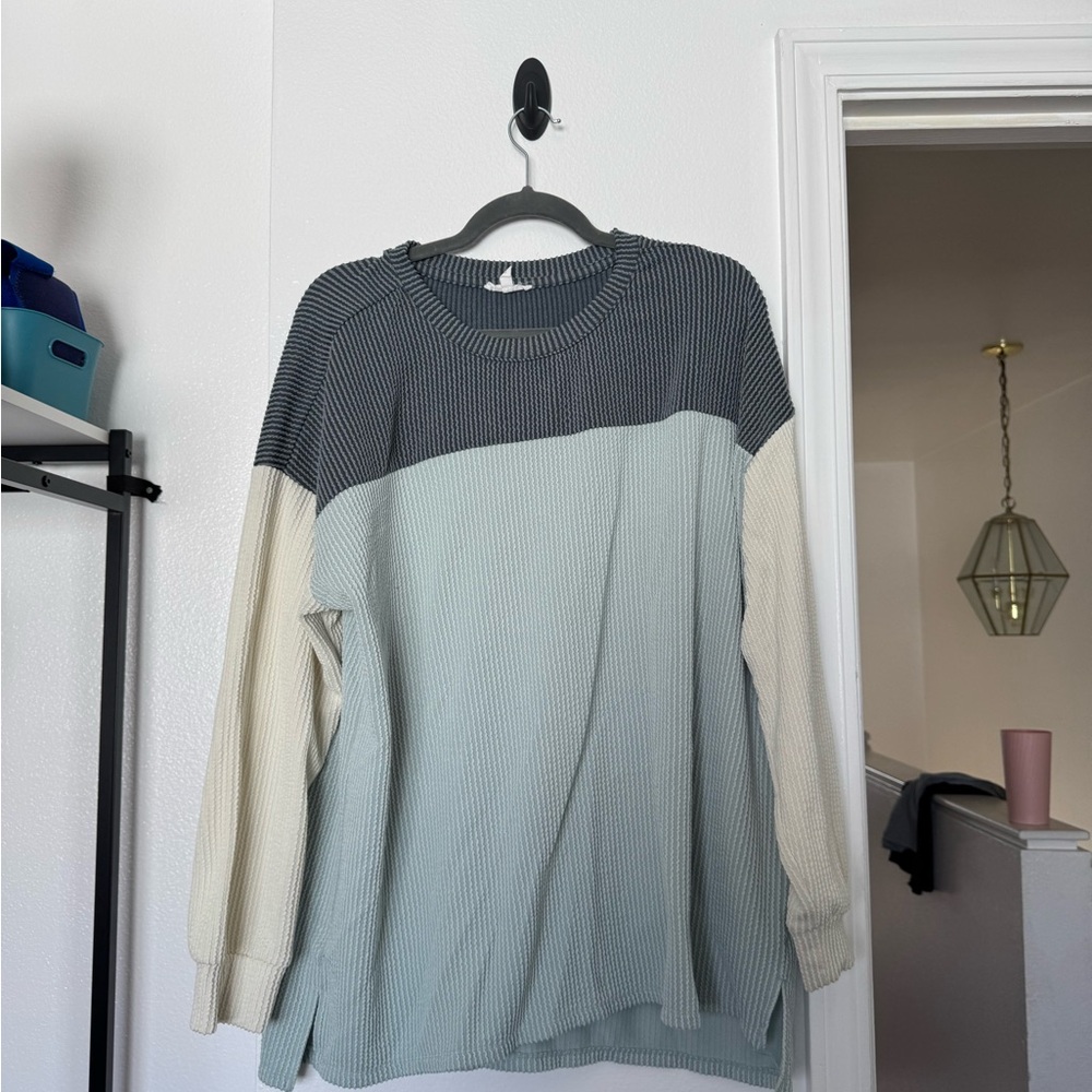 Maurices Gray and Cream Crew Neck Sweater